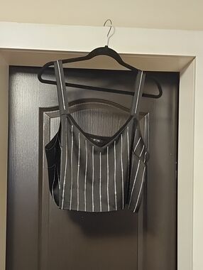 RW&CO. Black Pinstripe Crop Tank
